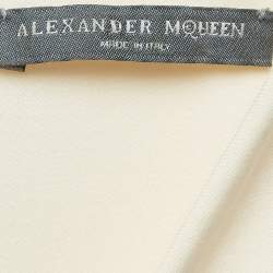 Pre Owned Alexander McQueen Beige Wool Pleated Mini Dress S