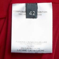 Pre Owned Alexander McQueen Red Jersey Ruched Midi Dress M