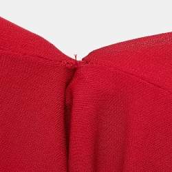 Pre Owned Alexander McQueen Red Jersey Ruched Midi Dress M