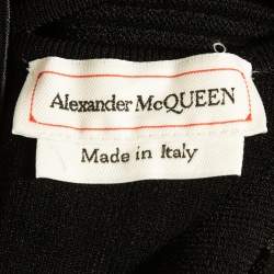 Pre Owned Alexander McQueen Black Metallic Sphere High-Neck Rib Knit Sweater S