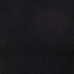 Pre Owned Alexander McQueen Black Metallic Sphere High-Neck Rib Knit Sweater S