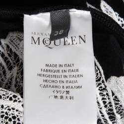Pre Owned Alexander McQueen Black Swan Embroidered Cotton Tank Top S