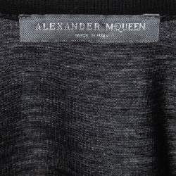 Pre Owned Alexander McQueen Black Swan Embroidered Cotton Tank Top S