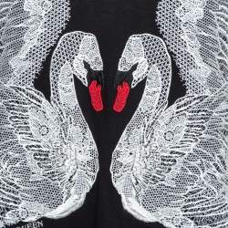 Pre Owned Alexander McQueen Black Swan Embroidered Cotton Tank Top S