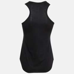 Pre Owned Alexander McQueen Black Swan Embroidered Cotton Tank Top S