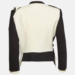 Alexander McQueen Black/White Wool Blend Asymmetric Blazer M