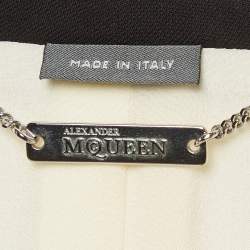 Alexander McQueen Black/White Wool Blend Asymmetric Blazer M