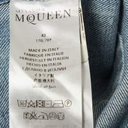 Pre Owned Alexander McQueen Blue Embroidered Denim Boyfriend Jeans M Waist 30"