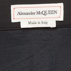 Alexander McQueen Black Lace Trim Wool Asymmetric Skirt S