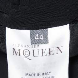 Pre Owned Alexander McQueen Black Printed Velvet and Wool Mini Dress M