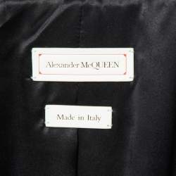 Pre Owned Alexander McQueen Black Leather Peplum Biker Jacket  M