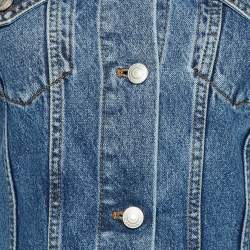 Pre Owned Alexander McQueen Blue Denim Cold Shoulder Jacket S