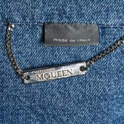 Pre Owned Alexander McQueen Blue Denim Cold Shoulder Jacket S