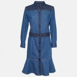 Alexander McQueen Blue Denim Buttoned Front Dress L