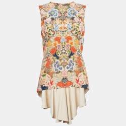 Alexander McQueen Multicolor Floral Print Crepe Tunic Top M