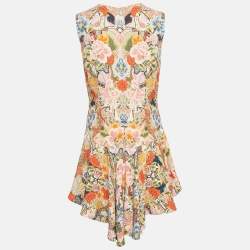 Alexander McQueen Multicolor Floral Print Crepe Tunic Top M