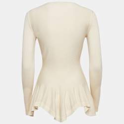 Pre Owned Alexander McQueen Cream Wool Knit Full Sleeves Top M