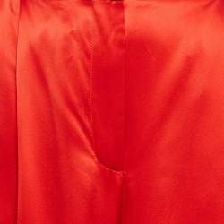 Alexander McQueen Red Satin Silk Wide-Leg Pants L