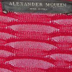 Pre Owned Alexander McQueen Pink Textured Knit Sheath Dress S