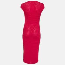 Pre Owned Alexander McQueen Pink Textured Knit Sheath Dress S