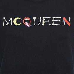 Pre Owned Alexander McQueen Black Logo Print Cotton Knit T-Shirt XL