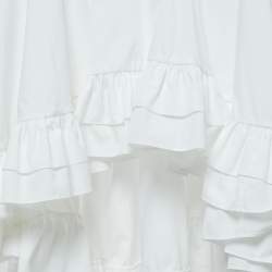 Pre Owned Alexander McQueen White Poplin Ruffled High-Low Mini Dress M