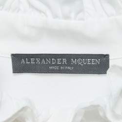 Pre Owned Alexander McQueen White Poplin Ruffled High-Low Mini Dress M