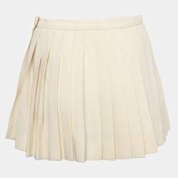 Alexander McQueen Cream Wool Pleated Mini Skirt S