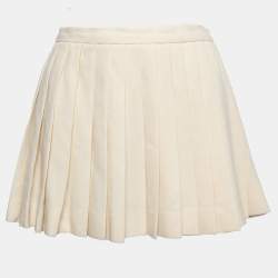 Alexander McQueen Cream Wool Pleated Mini Skirt S