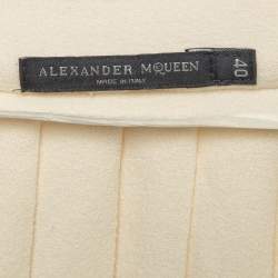 Alexander McQueen Cream Wool Pleated Mini Skirt S