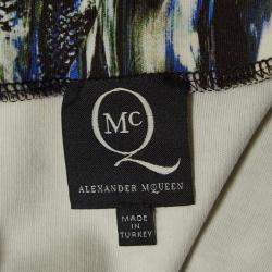 McQ by Alexander McQueen Black Jersey Printed Pencil Midi Skirt M