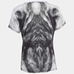 Pre Owned Alexander McQueen White/Black Printed Jersey Crewneck T-Shirt M