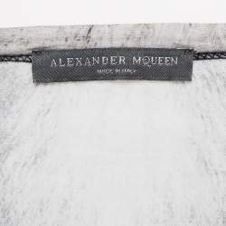 Pre Owned Alexander McQueen White/Black Printed Jersey Crewneck T-Shirt M