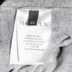 Pre Owned Alexander McQueen White/Black Printed Jersey Crewneck T-Shirt M