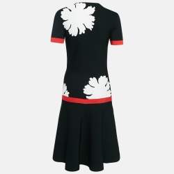 Pre Owned Alexander McQueen Black Patterned Knit Midi Dress M