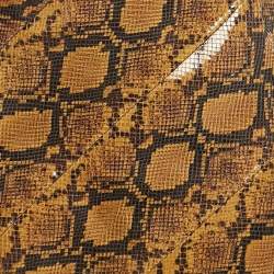 Pre Owned Alexander McQueen Brown Snakeskin Pattern Patent Leather Pencil Skirt M