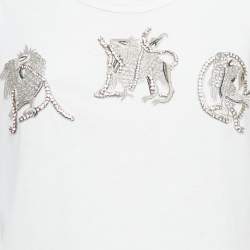 Pre Owned Alexander McQueen White Embellished Cotton T-Shirt M