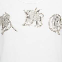 Pre Owned Alexander McQueen White Embellished Cotton T-Shirt M