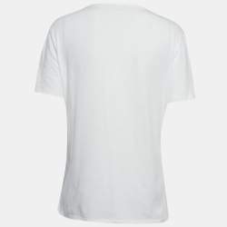 Pre Owned Alexander McQueen White Embellished Cotton T-Shirt M