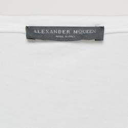 Pre Owned Alexander McQueen White Embellished Cotton T-Shirt M