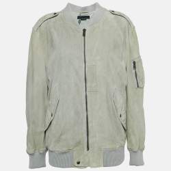 Alexander McQueen Grey Suede Zip-Up Jacket L