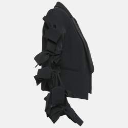 Pre Owned Alexander McQueen Black Crepe Cut-Out Tie-Up Detail Blazer S