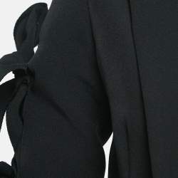 Pre Owned Alexander McQueen Black Crepe Cut-Out Tie-Up Detail Blazer S