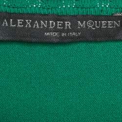 Pre Owned Alexander McQueen Green Jersey Pleated Mini Dress M
