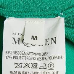 Pre Owned Alexander McQueen Green Jersey Pleated Mini Dress M