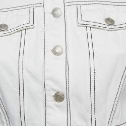 Alexander McQueen White Contrast Stitch Denim Peplum Style Top S