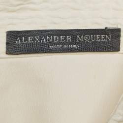 Alexander McQueen Off-White Textured Crepe Flounce Short Dress L