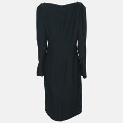 Pre Owned Alexander McQueen Green Fabric Pearl Embellished Midi Dress M