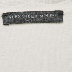 Pre Owned Alexander McQueen White Patterned Jersey Short Dress S
