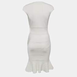 Pre Owned Alexander McQueen White Patterned Jersey Short Dress S